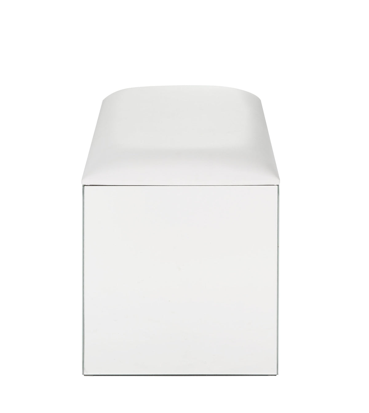 Nysa Rectangular Armless Stool with Mirrored Glass Base - Faux Leather
