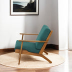 Modern Genuine Lounge Chair with Mid-Century Design - Light Blue