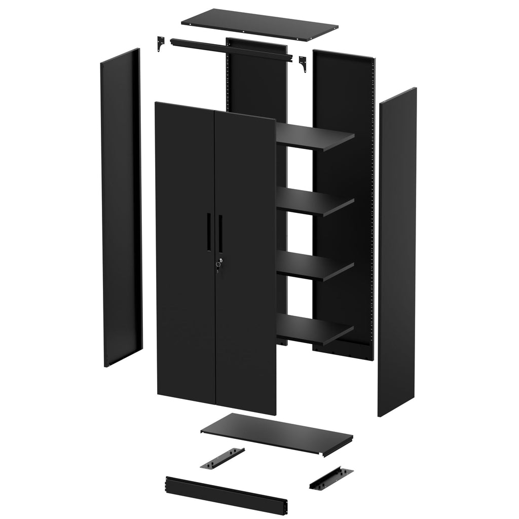 Steel Garage Storage Cabinet with Adjustable Shelves and Lock – Black or White