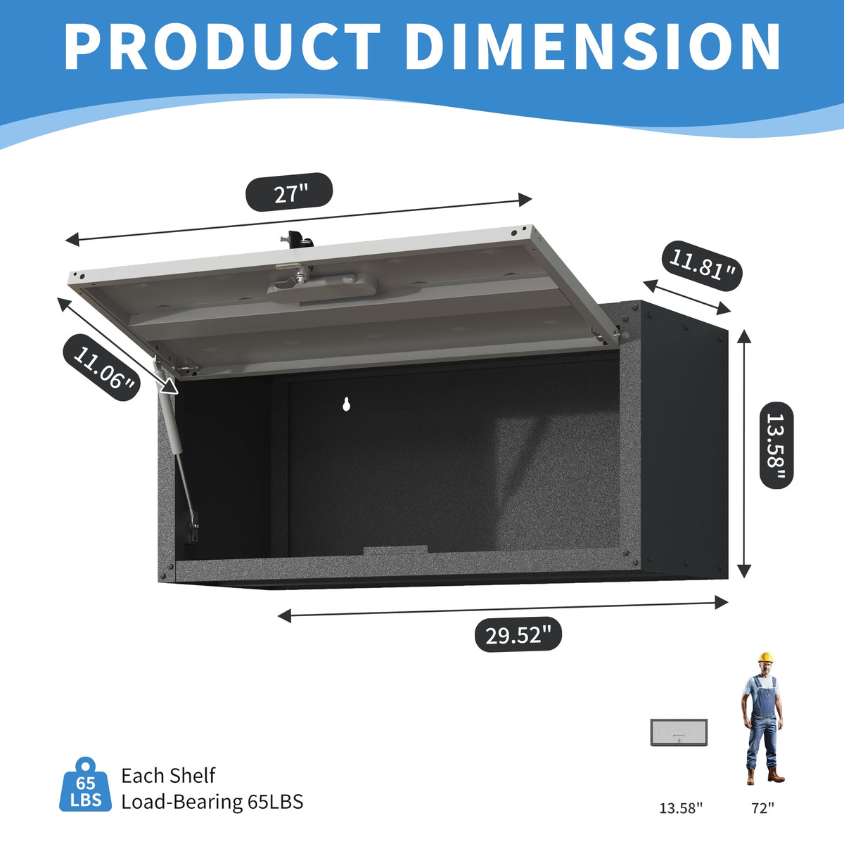Heavy Duty Metal Wall Mounted Tool Storage Cabinet with Secure Locking - Black