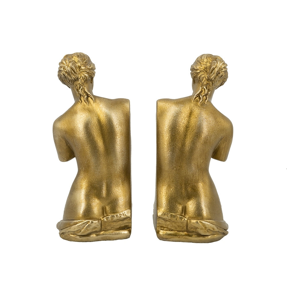Venus de Milo Bookends with Gold Finish - Set of 2