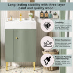 Bathroom Vanity with Single Ceramic Sink and Side Storage - Multiple Colors