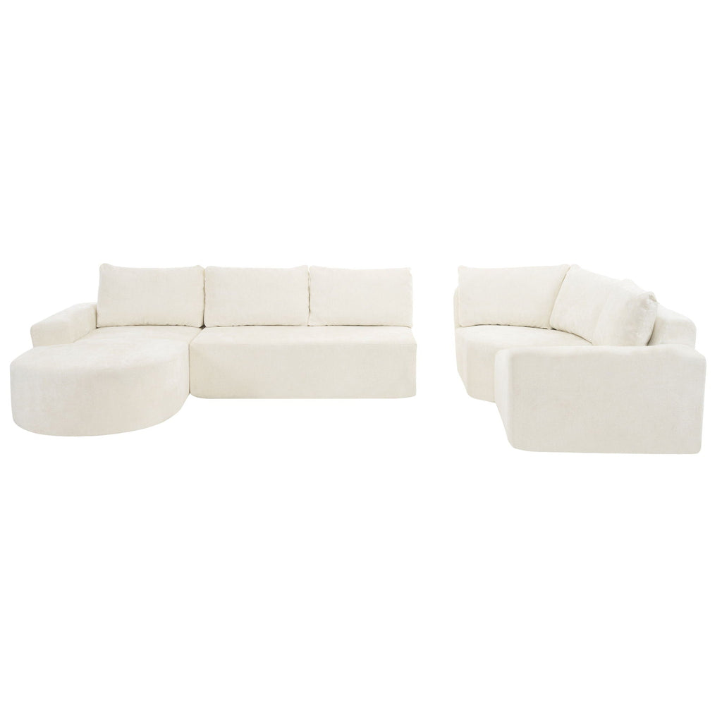 Modular Cloud Sectional Sofa Set with Deep Seating - Choose Beige, Dark Gray, or Dark Brown