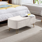 Faux Fur Storage Ottoman Bench with Padded Upholstery - Multiple Colors