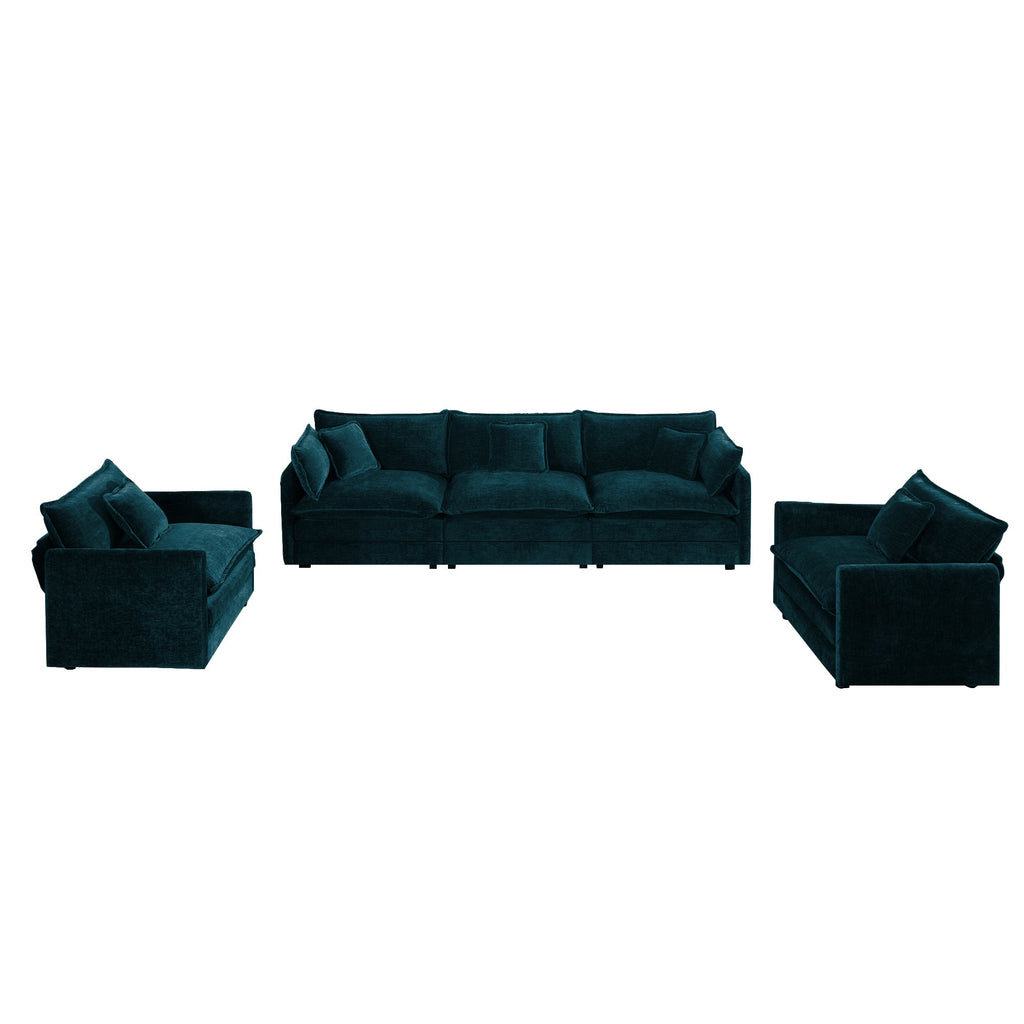 Modern 3-Piece Sofa Set with Accent Chairs - Chenille