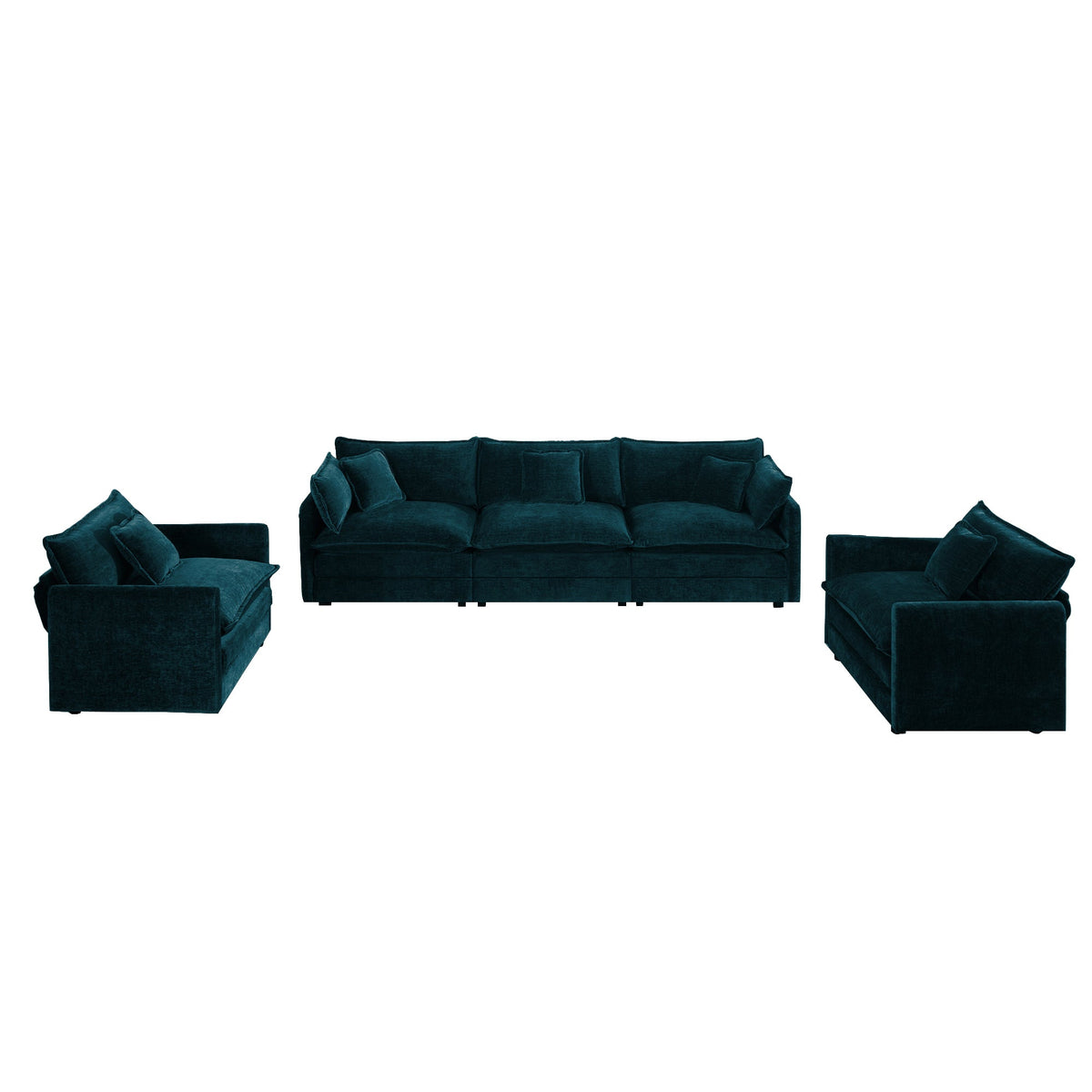 Modern 3-Piece Sofa Set with Accent Chairs - Chenille