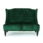 Modern Glam Velvet Loveseat with Button-Tufted Detail - Emerald