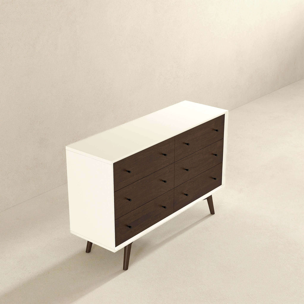 6-Drawer Dresser with Spacious Storage - Dark Brown / White