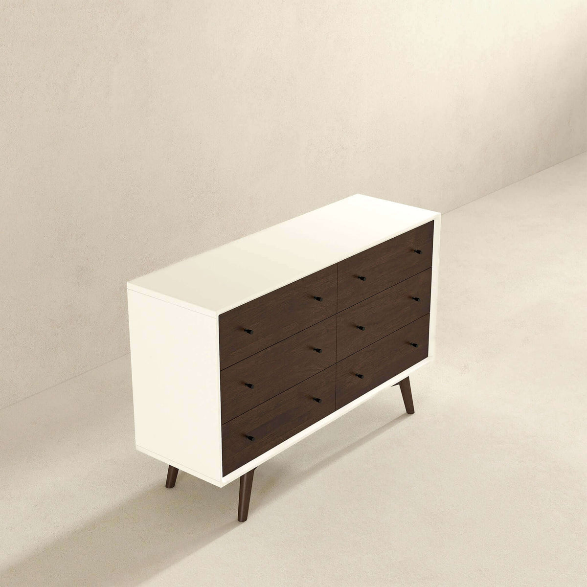 6-Drawer Dresser with Spacious Storage - Dark Brown / White