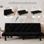 Sofa Bed With Adjustable Backrest with Premium Fabric – Black or Pink
