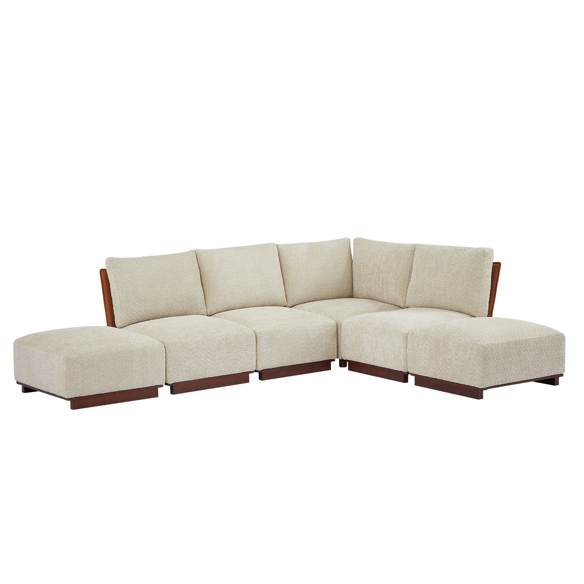 Velora 116 in. 6-Piece L Shaped Boucle Modular Sectional Sofa - Sesame