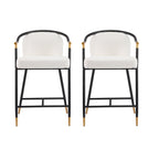 26" H Upholstered Counter Stool with Metal Frame - Set of 2 - Beige