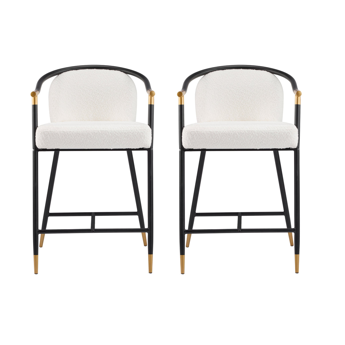 26" H Upholstered Counter Stool with Metal Frame - Set of 2 - Beige