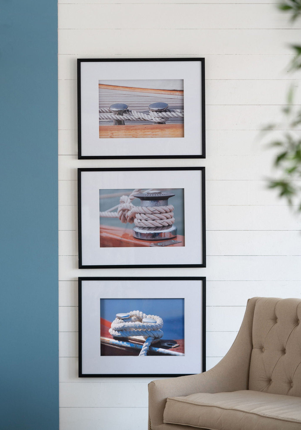 Boater Knots Wall Art with Frame - Set of 3, Multicolor, Durable Materials