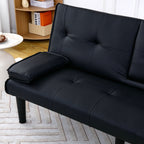 Foldable Sofa Bed with Cup Holder and Solid Wood Frame - Multiple Colors