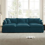 Comfortable Deep Seat Modular 3 Seater Sectional Sofa with Ottomans - Chenille