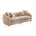 Modern Curved 3 Seater Velvet Sofa with Sturdy Wood Frame - Orange or Camel