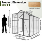 Windproof Greenhouse with Raised Base - Polycarbonate Panels - Black