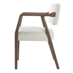 Mid-Century Rubber Wood Upholstered Dining Armchair Set of 2 - Beige
