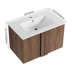 Floating Bathroom Vanity With Sink Combo with Soft-Close Doors - Brown or Light Brown