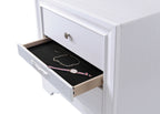 Chic Design Accent Nightstand with Felt-Lined Jewelry Drawer – White, Black, or Dark Gray