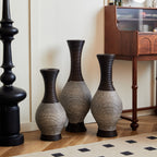 Tall Designer Floor Vase with Elegant 2 Tone - White or Dark Brown