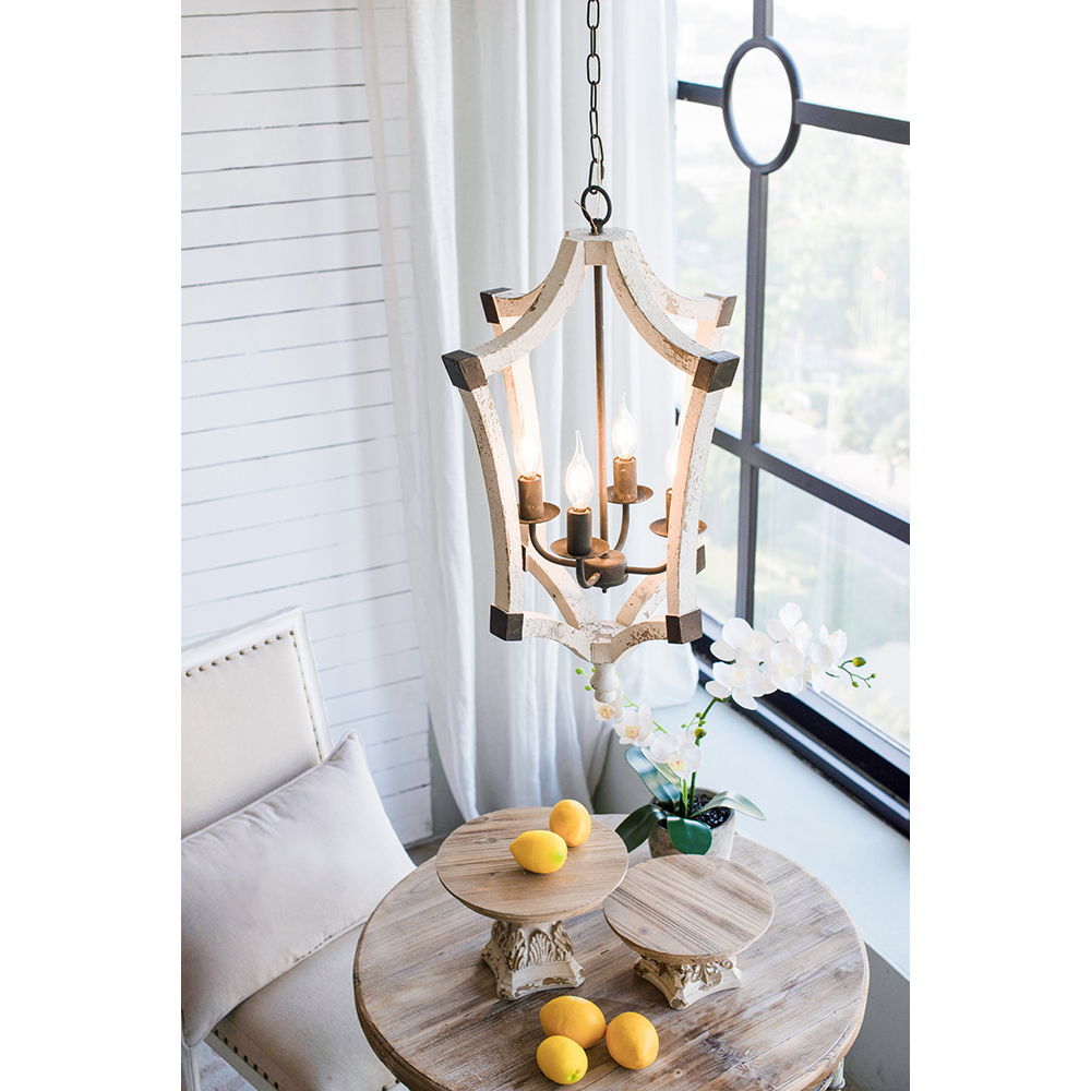 4 Light Chandelier - Cream