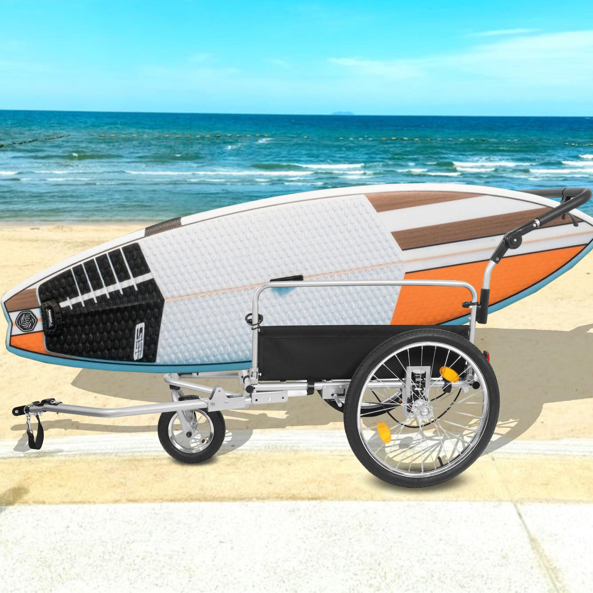 3-in-1 Heavy-Duty Bike Cargo Trailer with Steel Frame & Suspension - Black + Gray