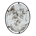 Round Industrial Wall Mirror with Metal Frame - Black