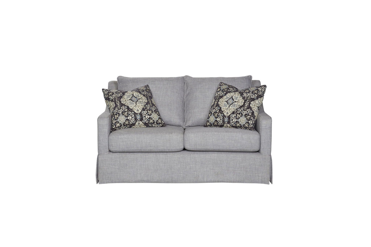 Loveseat With Skirt and Reversible Cushions with 2 Pillows - Light Gray