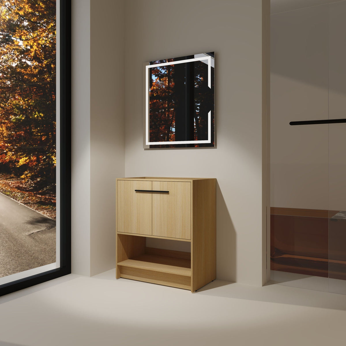 Modern Freestanding Bathroom Vanity with 2 Doors - Light or Dark Brown