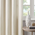 Plaid Rod Pocket and Back Tab Curtain Panel with Fleece Lining - Natural