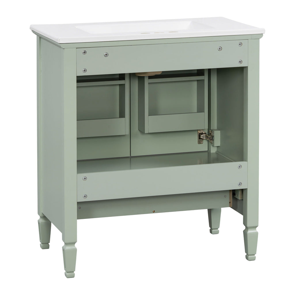Freestanding Vanity with Drawer & Soft Close Doors - Green or White