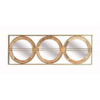 Rectangular 3-Piece Wall Mirror Set with Iron & Mango Wood Frame - Brown