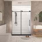 Frameless Shower Door with Tempered Glass - Black