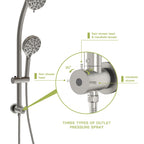 Dual Shower Head System with Rain Shower and Adjustable Slide Bar - Multiple Colors