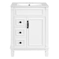 Compact Bathroom Vanity with Ceramic Sink and Storage Drawers - White, Green, Black