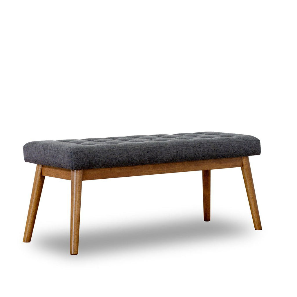 Modern Bench with Velvet Upholstery - Gray