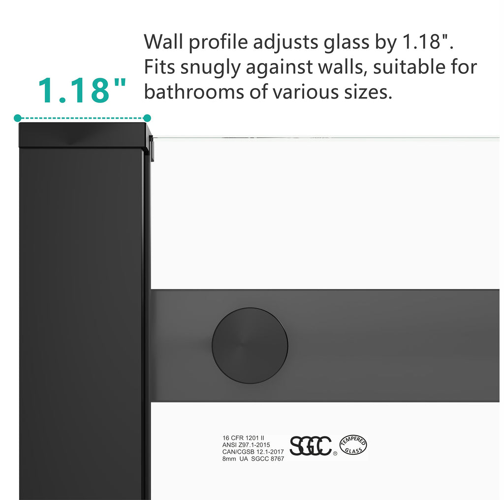 Frameless Sliding Shower Door with 8mm Tempered Glass - Matte