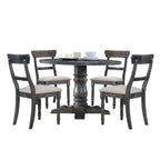 Linen Weathered Side Chair Set with Padded Seat - Light Brown