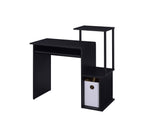 Rectangular Computer Desk with Keyboard Tray - Metal & Veneer Finish