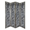 Herero 4 Panel Decorative Room Divider with Glass and MDF - Black