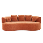 90-Inch Curved Modern Chenille Sofa with Artistic Curved Design - Orange or White