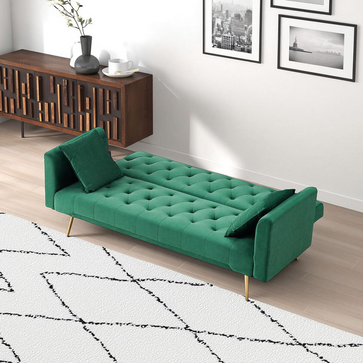Convertible Fabric Futon Sofa Bed with Adjustable Positions - Multiple Colors