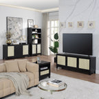 Modern Cane Accent Nightstand with 1 Drawer - Black or Light Brown