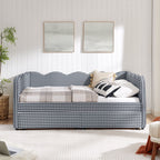 Gingham Daybed with USB Charging Port and Wave-Shaped Design - Multiple Colors
