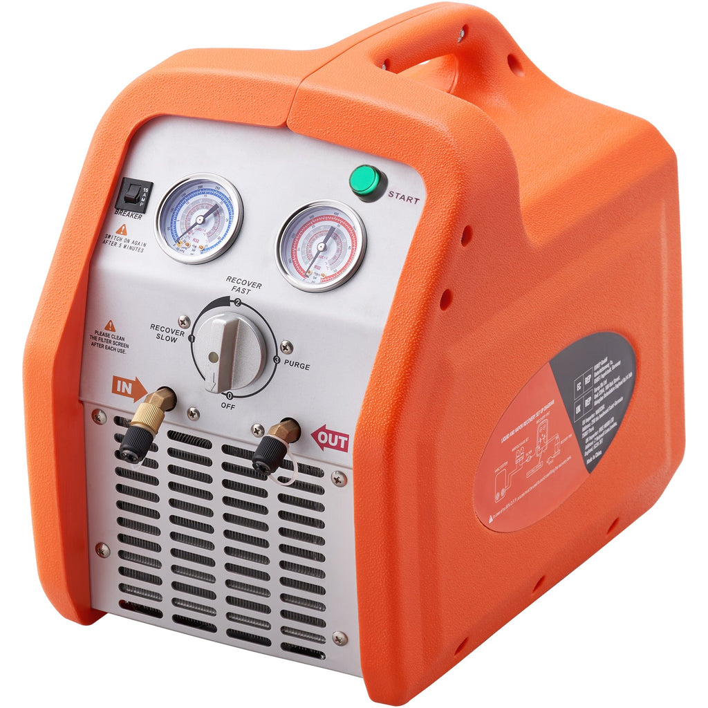 1 HP Refrigerant Recovery Machine with Dual Cylinder – Orange