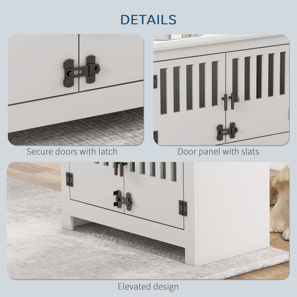 PawHut Large Elevated Dog Bowls with Storage Cabinet