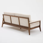 Mid-Century Modern Boucle Fabric Sofa with Solid Wood Frame