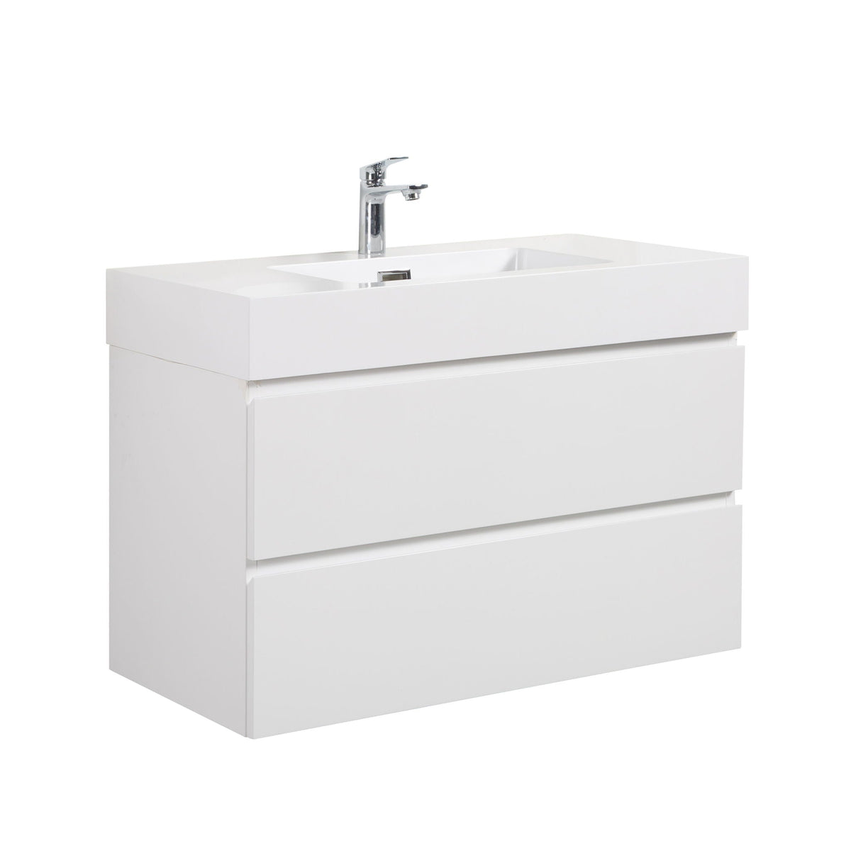 Modern Floating Bathroom Vanity with Large Storage - White or Black